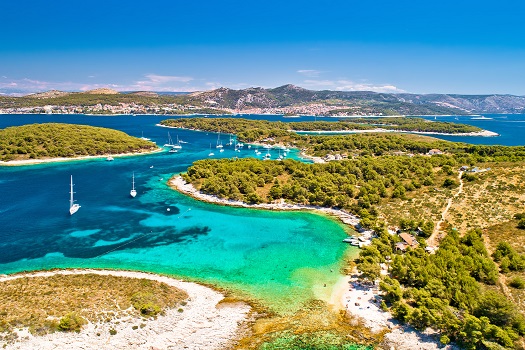 Pakleni otoci Segelziel arcipelago Luftaufnahme, Insel Hvar, Kroatien